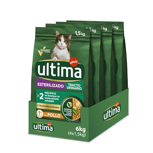 Ultima Sterilisiertes Katzenfutter zur Vorbeugung von Problemen mit dem Harnweg, mit Huhn, 4 x 1,5 kg, insgesamt 6 kg von Ultima