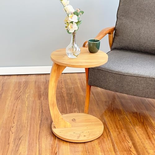 2er Set C-förmiger runder Beistelltisch mit rollenden Rädern – ein beweglicher, platzsparender Beistelltisch, perfekt für Sofa, Wohnzimmer, Nachttisch, Optimierung kleiner Wohnräume | Braun von Ultimate Premium Products