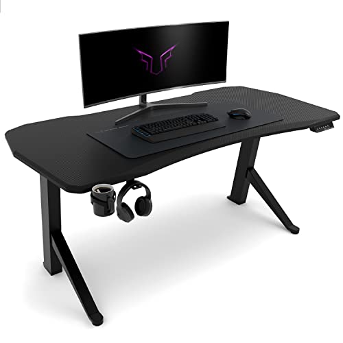 Ultimate Setup® Gaming Tisch höhenverstellbar elektrisch schwarz, Gamer Tisch, Gaming Schreibtisch, Gaming Desk, Gaming Tisch 140x70 cm, Gaming Room von Ultimate Setup