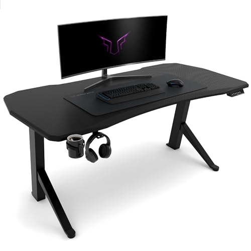 Ultimate Setup® Gaming Tisch höhenverstellbar elektrisch schwarz, Gamer Tisch, Gaming Schreibtisch, Gaming Desk, Gaming Tisch 160x80 cm, Gaming Room von Ultimate Setup