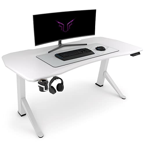 Ultimate Setup® Gaming Tisch höhenverstellbar elektrisch weiß, Gamer Tisch, Gaming Schreibtisch, Gaming Desk, Gaming Tisch 180x80 cm, Gaming Room von Ultimate Setup