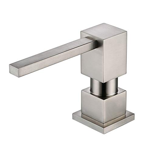 Spülbeckenspender für Küchenspüle (gebürstetes Nickel), komplett aus Messing eingebaut und nachfüllbar von Top Design, Metall-Handseife & Spülseife Kupferpumpe von Ultimate Unicorn