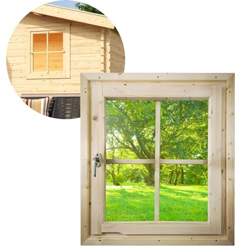 ULTINESS - Gartenhaus Fenster Holz 69 x 80 cm Dreh-/Kippfenster Gartenhausfenster mit Echtglas für 28 mm Gartenhäuser (28 mm) von Ultiness
