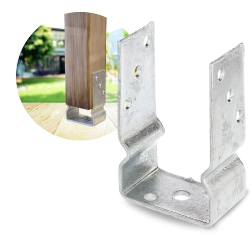 Ultiness® U-Pfostenträger mit Balkenauflage U-Form feuerverzinkt robuste U-Träger zum Aufdübeln für Jäger- und Staketenzäune robuste Befestigung ohne Beton (91 mm, 1, Anzahl) von Ultiness