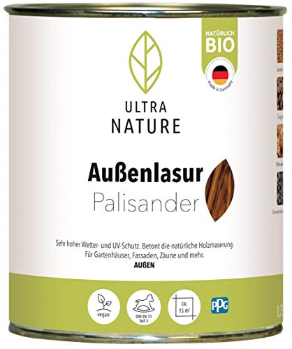 ULTRA NATURE Außen Lasur, 0,75L, Palisander, Vegan, Natürlich Bio, Lösemittelfrei, Holzschutzlasur von Ultra Nature