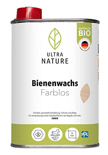 ULTRA NATURE Bienenwachs 0,25L, Farblos, Holzwachs, Bio, Lösemittelfrei, Holzschutz, Holzpflege von Ultra Nature