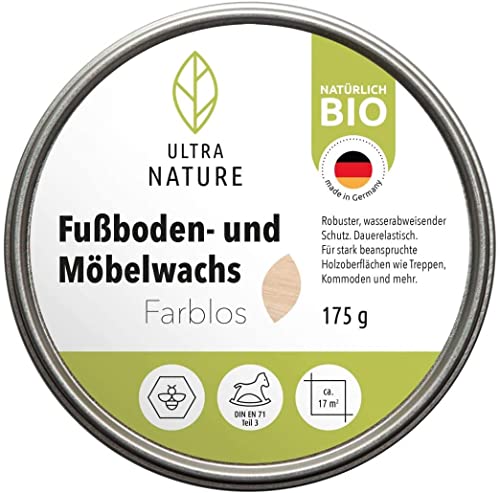 Ultra Nature Fußboden- und Möbelwachs 175 g, Farblos, Bio, Holzwachs, Lösemitttelfrei von Ultra Nature