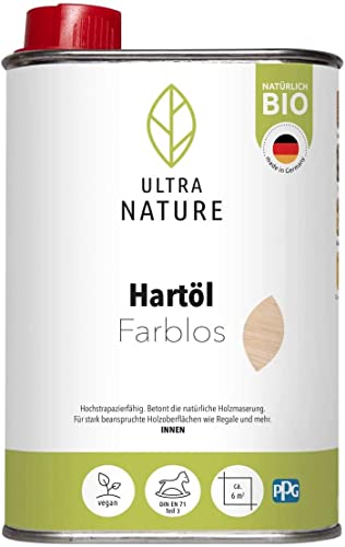 ULTRA NATURE Hartöl 0,25L, Farblos, Vegan, Bio, Lösemittelfrei, Hartwachsol, Möbelöl, Fußbodenöl von Ultra Nature