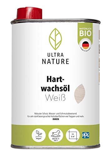 ULTRA NATURE Hartwachsöl 0,25L, Vegan, Bio, Lösemittelfrei, Weiss, Fussbodenöl, Holzöl, Möbelöl von Ultra Nature
