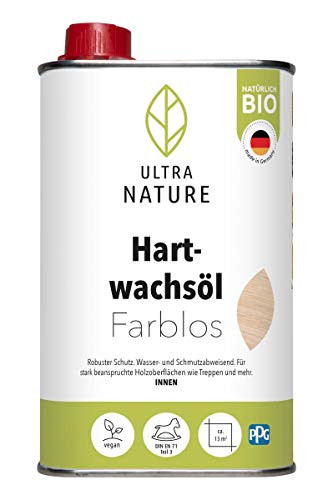 ULTRA NATURE Hartwachsol 0,5L, Vegan, Bio, Lösemittelfrei, Farblos, Fußbodenöl, Holzöl, Möbelöl von Ultra Nature