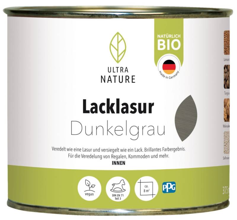 Ultra Nature Lacklasur 375 ml dunkelgrau von Ultra Nature