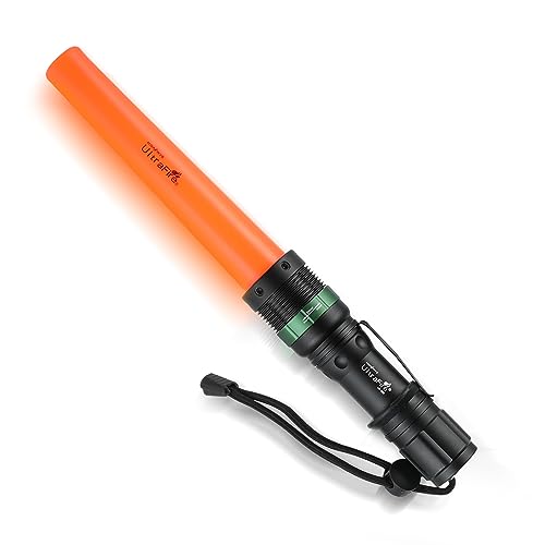 UltraFire 11 Zoll Signalstab LED Taschenlampe Signalverkehr Stick 3 Modi 250 Lumen Verkehrsstock Zauberstab Taktische Taschenlampe, Rote Warnleuchte Stabtaschenlampe, UF-303 von UltraFire