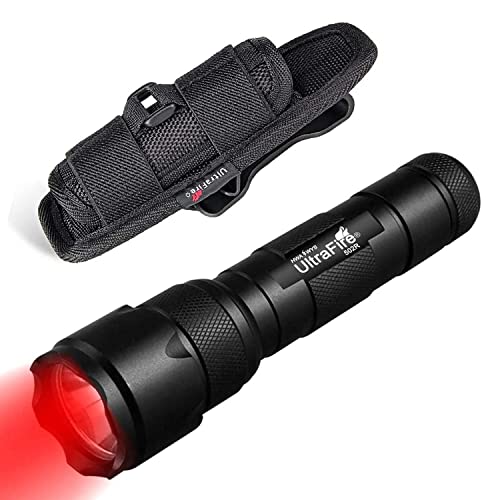 ULTRAFIRE LED Taschenlampe Rotlicht 620-630nm Single Modus Zoom Mini Taschenlampe mit Taschenlampen Holster, Wasserdichte Rotes Licht Taktische Taschenlampe von UltraFire