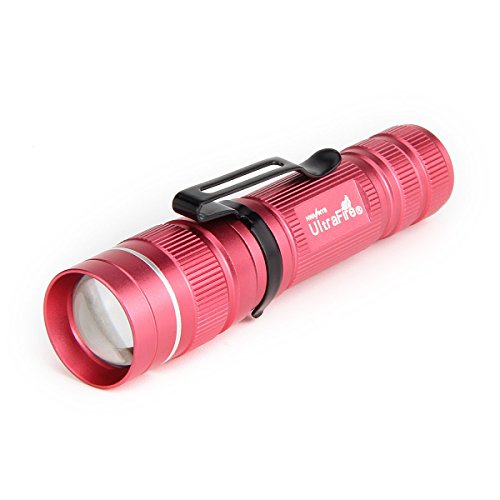 UltraFire Mini LED Taschenlampe Zoomable 300 Lumen 3 Modi Klein Taschenlampe, Einstellbarer Fokus Wasserdicht Taktische Taschenlampe für Kinder Camping Outdoor (Rosa) von UltraFire