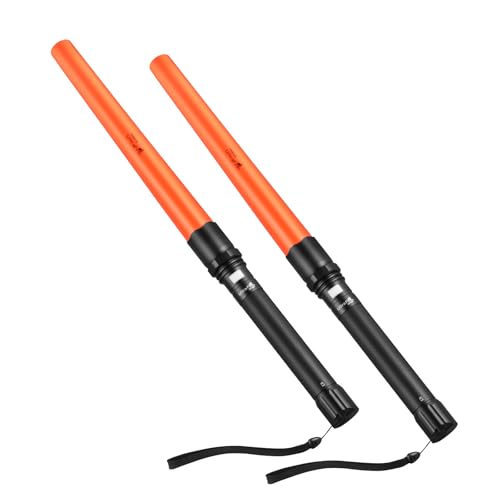 UltraFire 2PCS Signalstab LED Taschenlampe, 19 Zoll Verkehrsstab Taschenlampe, 850 Lumen 3 Modi mit Rotem Blinkmodus, für Verkehrskontrolle, Feuerwehr, Flughafen, Camping, UF-806 von UltraFire