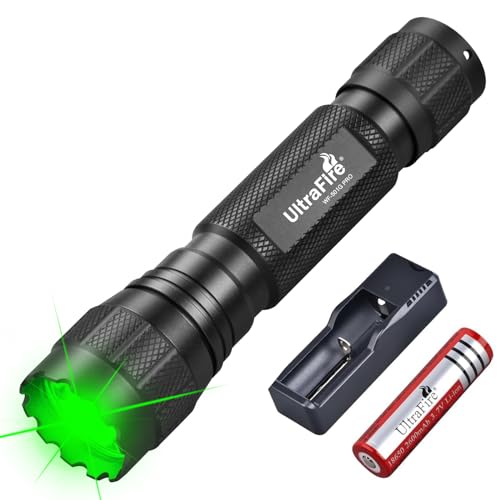 UltraFire Grünes Licht LED Taschenlampe 520-530nm Grünlicht, 10W Single Mode Grüne Jagdtaschenlampe, 300 MeterReichweite für Nachtsicht, Nachtjagd, WF-501G RRO von UltraFire
