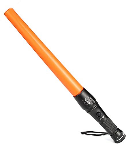 UltraFire 16.5 Zoll Signalstab LED Taschenlampe, 980 Lumen 5 Modi Zoomable Taktische Taschenlampe mit Verkehrsstock, Rot Blinkender Modus, Magnet Basis, für Kinder Camping Outdoor, A200 von UltraFire