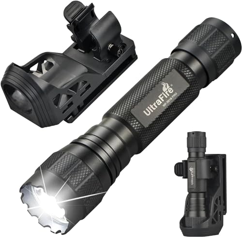 UltraFire Taktische Taschenlampe mit Holster, 1200 Lumen Single Mode LED Taschenlampe für Strafverfolgung mit Gürtelhalterung, Wiederaufladbare Batterie und Ladegerät, Kleine Taschenlampe WF-501B PRO von UltraFire