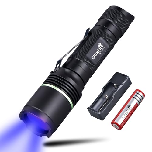 UltraFire UV Taschenlampe 365nm LED Schwarzlicht, UV Schwarzfilter Linse, Single Mode Ultraviolett Lampe, für Haustierflecken, Fluoreszenz, Fälschungssicherheit, Lecksuche von UltraFire
