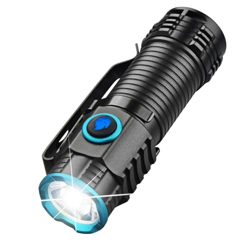 UltraFire Wiederaufladbare Mini Taschenlampe, 1000 Lumen LED Taschenlampe, 4 Modi Taschen Taschenlampe, Superhelle XPH50 LED Kleine Taschenlampe mit Batterie von UltraFire
