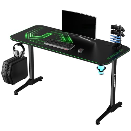 ULTRADESK FRAG V3 Computertisch Gaming-Schreibtisch - Gaming Tisch Stahlkonstruktion - Platz für Zwei Monitore - Futuristische Formen - Beinfreiheit und Mehr - Inklusive Zubehör - 140x60cm - Grün von ULTRADESK