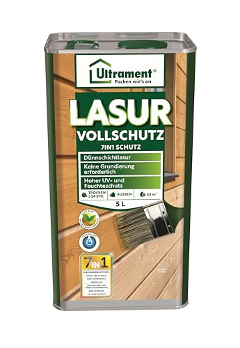 Ultrament Vollschutz-Lasur 7-in-1, eiche, Holzschutz, 5 Liter von Ultrament