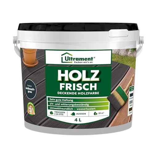 Ultrament Boden Fix Holzfarbe, Bodenfarbe Holz, 4 Liter (Anthrazitgrau) von Ultrament