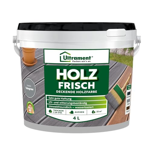 Ultrament Boden Fix Holzfarbe, Bodenfarbe Holz, 4 Liter (Telegrau) von Ultrament