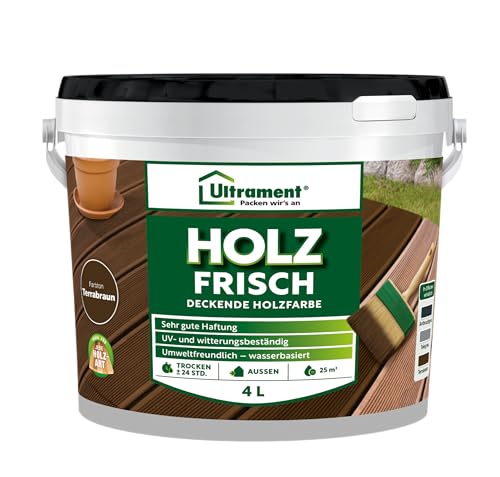 Ultrament Holz Frisch - Deckende Holzfarbe, Bodenfarbe Holz für Aussen, 4 Liter (Terrabraun) Ultrament Holz Frisch - Deckende Holzfarbe, Bodenfarbe Holz für Aussen, 4 Liter (Terrabraun) von Ultrament