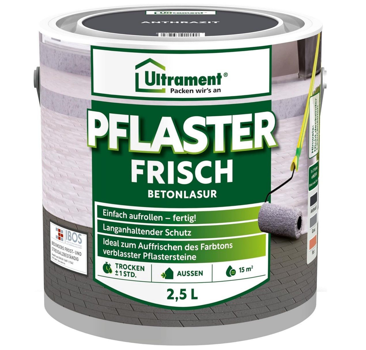 Ultrament Dickschichtlasur ULTRAMENT Pflaster Frisch, Betonlasur, Anthrazit, 2,5 Ltr von Ultrament