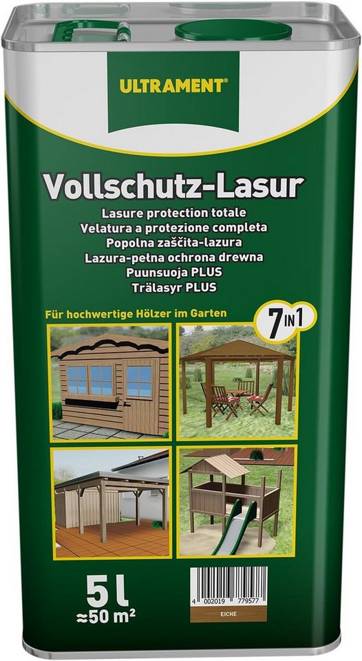 Ultrament Holzschutzlasur Ultrament Vollschutzlasur 7-in-1, Eiche, 5 Liter - Holzschutz außen. Ultrament Holzschutzlasur Ultrament Vollschutzlasur 7-in-1, Eiche, 5 Liter - Holzschutz außen. von Ultrament