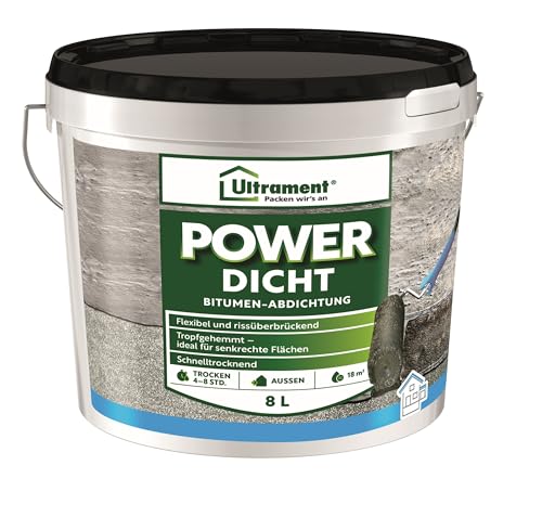Ultrament Power Dicht - Bitumen Abdichtung 8 Liter, Universalabdichtung für Außen, Gebrauchsfertig, extrem flexibel und schnell trocknend, Anthrazit Ultrament Power Dicht - Bitumen Abdichtung 8 Liter, Universalabdichtung für Außen, Gebrauchsfertig, extrem flexibel und schnell trocknend, Anthrazit von Ultrament
