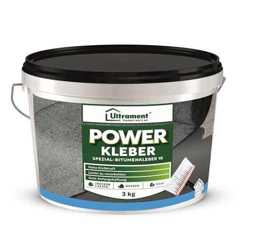 Ultrament Power Kleber - Spezial-Bitumenkleber 1K, einkomponentiger und kunststoffmodifizierter Bitumenkleber, 3 kg von Ultrament