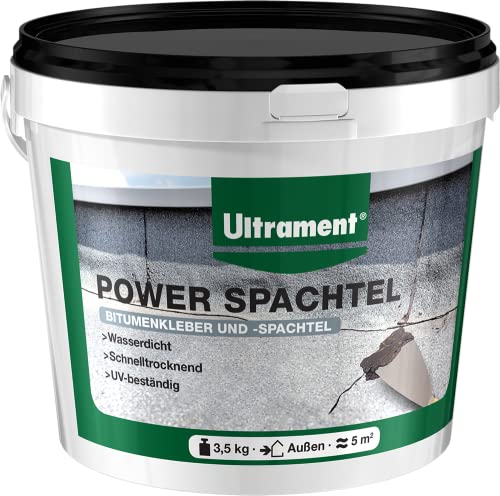 Ultrament Power Spachtel schwarz, Reparaturspachtel wasserdicht, Bitumenkleber und -Spachtel, Schnelltrocknend und UV-beständig 3.5 Kg von Ultrament