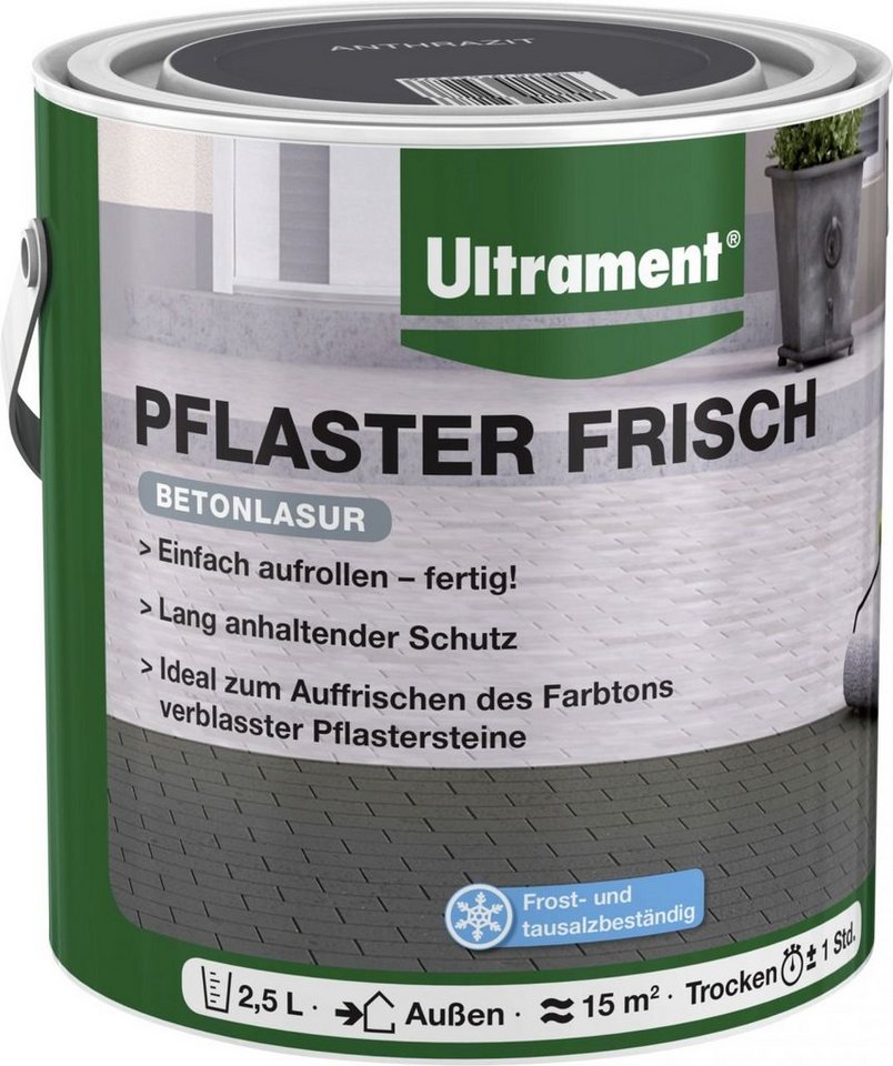Ultrament Zementfarbe Ultrament Pflaster Frisch 2,5 L anthrazit von Ultrament