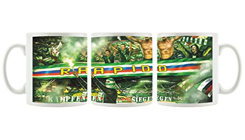 Ultras-Art Rapid kämpfen und Siegen als Bedruckte Kaffeetasse/Teetasse aus Keramik, 300ml, weiß von Ultras-Art