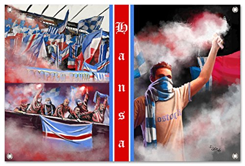 Rostock Collage Bild auf PVC Plane / PVC Banner inkl Ösen, Maße: 60x40 cm von Ultras-Art