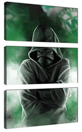 Ultras-Art Bremen Bonus, 3-Teiler Format: 120x80, Bild auf Leinwand XL, fertig gerahmt von Ultras-Art