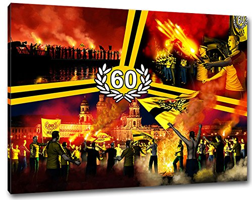 Ultras-Art Dresden Geburtstag Sechzig Format: 120x80, Bild auf Leinwand XL, fertig gerahmt von Ultras-Art