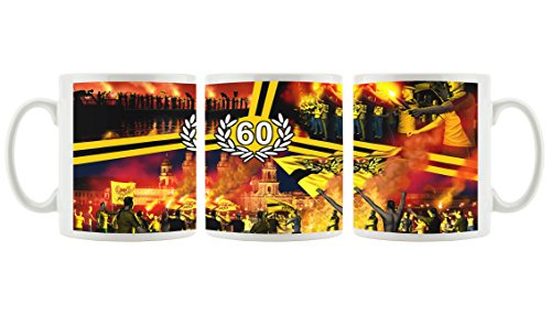Ultras-Art Dresden Geburtstag Sechzig als Bedruckte Kaffeetasse/Teetasse aus Keramik, 300ml, weiß von Ultras-Art