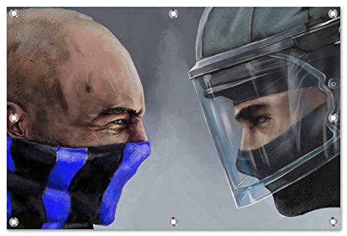 Ultras-Art Face of Police blau/schwarz Bild auf PVC Plane/PVC Banner inkl Ösen, Maße: 120x80 cm von Ultras-Art
