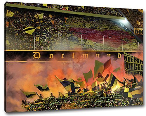 Ultras-Art Herz von Dortmund Format- 80x60, Bild auf Leinwand XL, fertig gerahmt von Ultras-Art