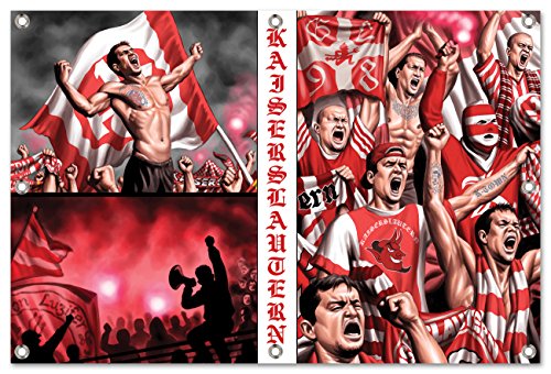 Ultras-Art Kaiserslautern Collage Bild auf PVC Plane/PVC Banner inkl Ösen, Maße: 120x80 cm von Ultras-Art