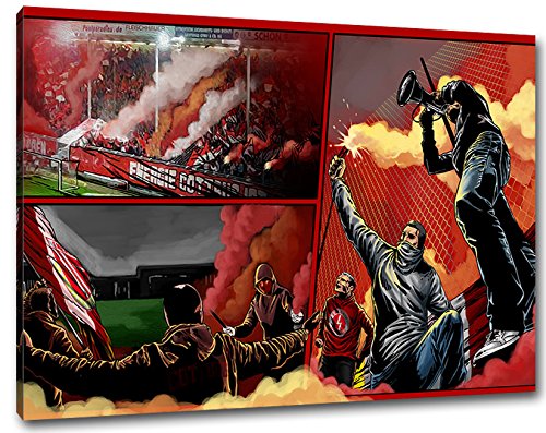 Ultras Cottbus Format: 120x80, Bild auf Leinwand XL, fertig gerahmt von Ultras-Art