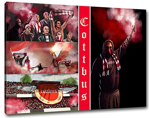 Ultras Cottbus Format: 80x60, Bild auf Leinwand XL, fertig gerahmt von Ultras-Art