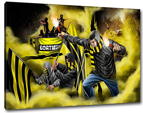 Ultras Dortmund Format: 60x40, Bild auf Leinwand XL, fertig gerahmt von Ultras-Art