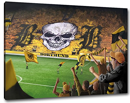 Ultras Dortmund Stadion Format: 60x40, Bild auf Leinwand XL, fertig gerahmt von Ultras-Art