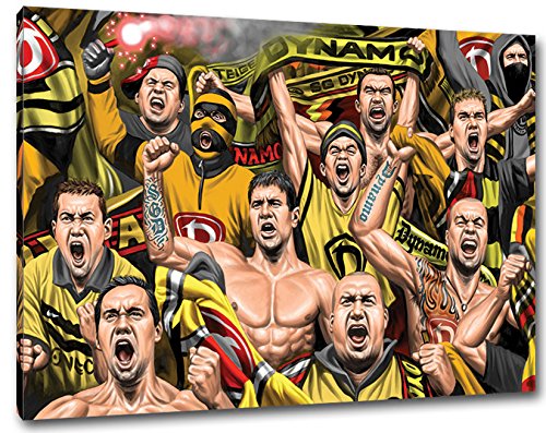 Ultras Dresden, Bild auf Leinwand Panorama, fertig gerahmt, 120 x 80 cm von Ultras-Art