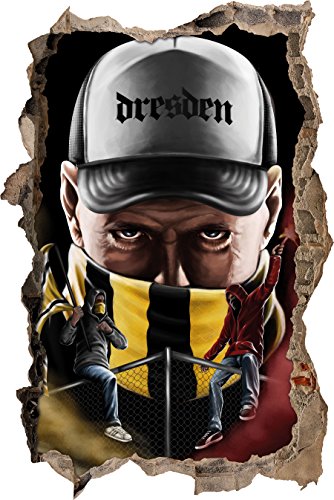 Ultras Dresden Bengalo, 3D Wandsticker Format: 62x42cm, Wanddekoration von Ultras-Art