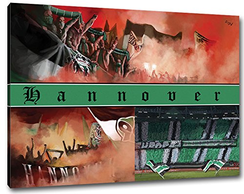 Ultras Hannover Collage Format: 60x40, Bild auf Leinwand XL, fertig gerahmt von Ultras-Art